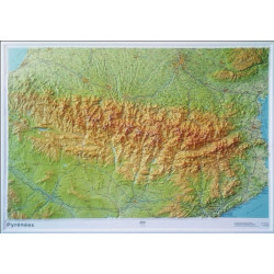 Pirineos Pyrenees Mapa en Relieve 80x113 1:375.000